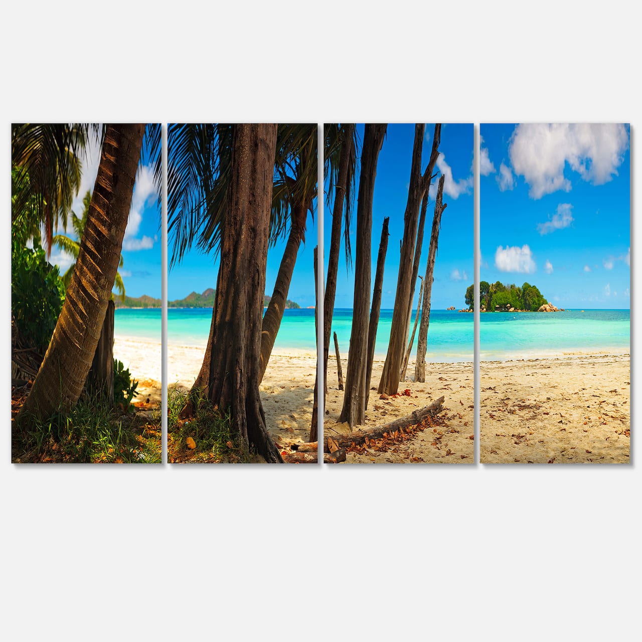 Designart - Praslin Island Tropical Beach Panorama - Modern Seascape Canvas Artwork